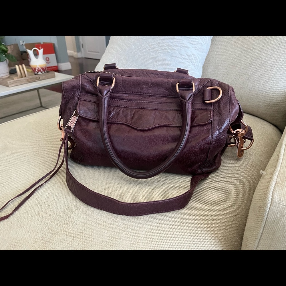 Rebecca Minkoff Plum Leather Satchel with Rose Gold Hardware